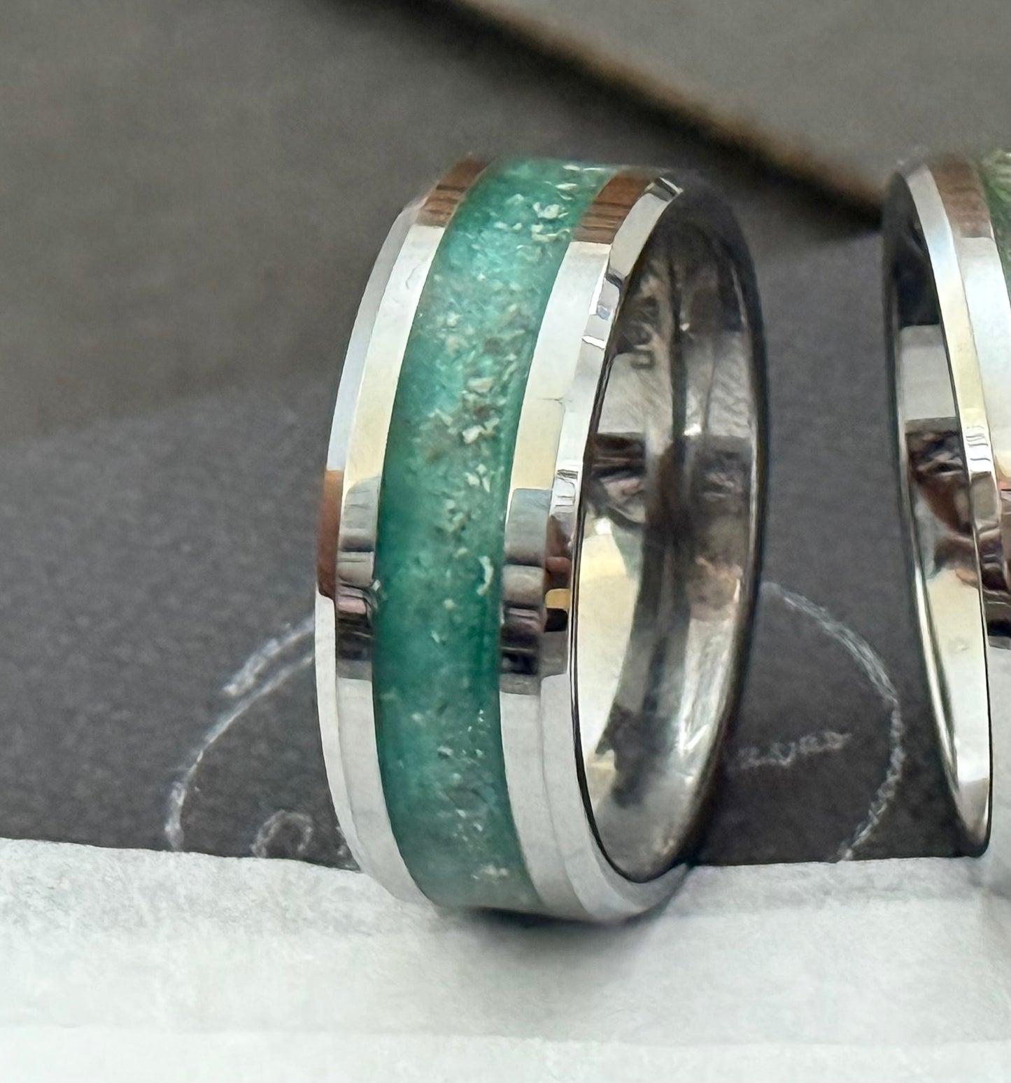 Cremation Inlay Tungsten Carbide Thick band 8mm Ring