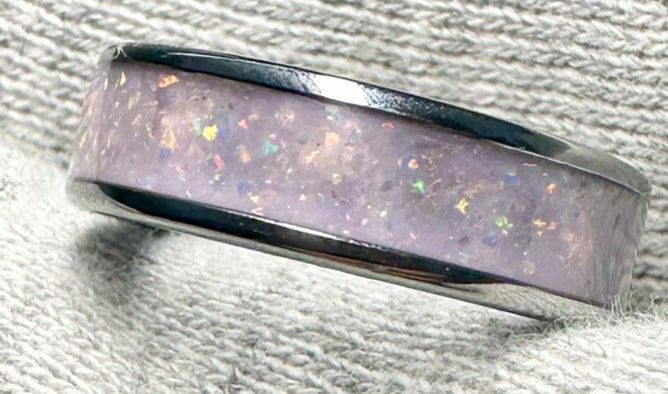 Opal Cremation Inlay Tungsten Carbide Ring 6mm Ring