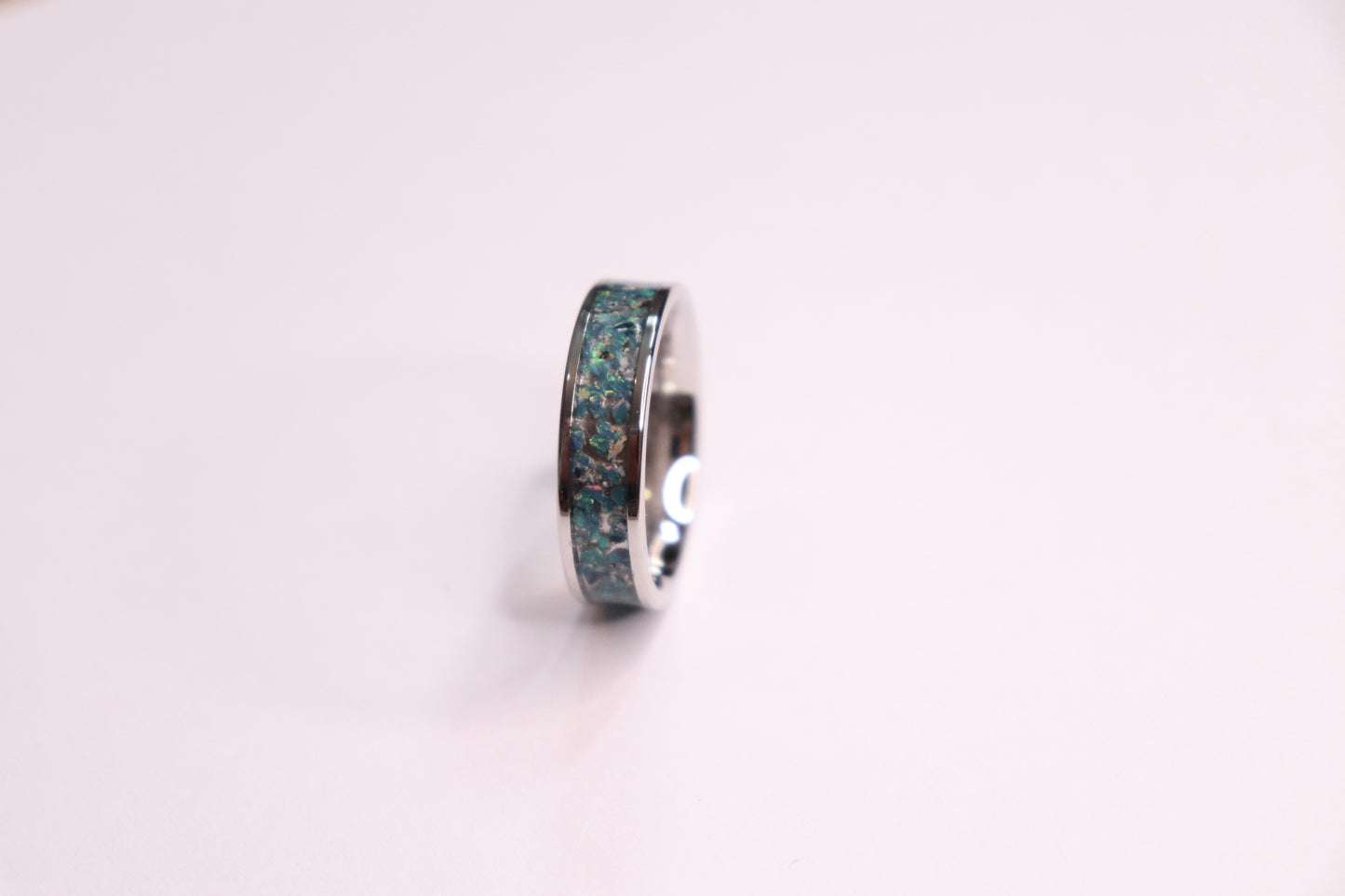 Opal Cremation Inlay Tungsten Carbide Ring 4mm Ring