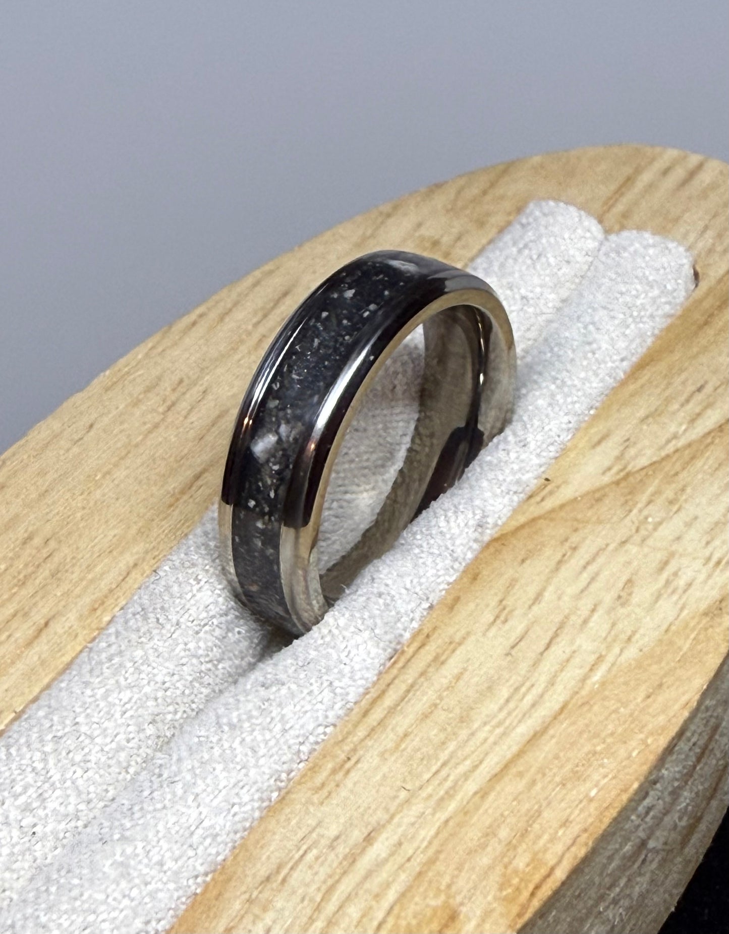 6mm Wide Cremation Inlay Titanium Ring