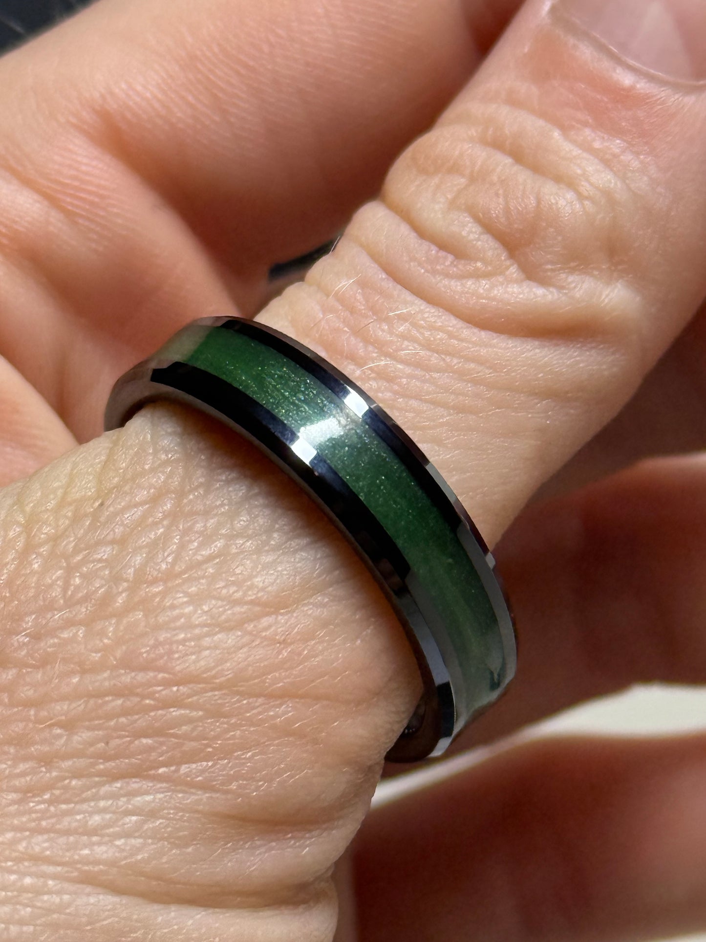8mm wide Black Ceramic Cremation Memorial Inlay Ring