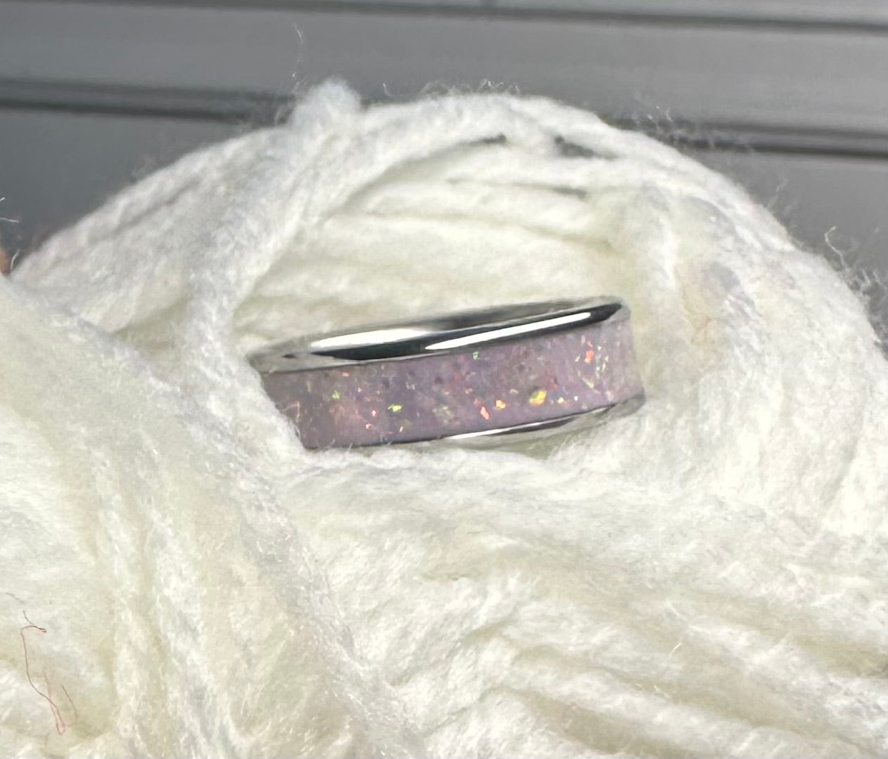 Opal Cremation Inlay Tungsten Carbide Ring 6mm Ring