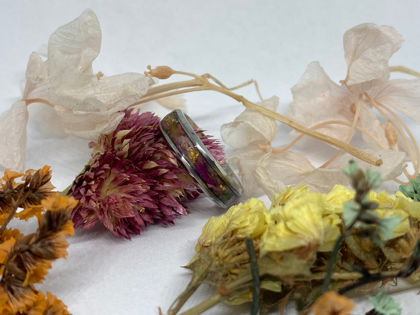 Preserved Flower Inlay Ring