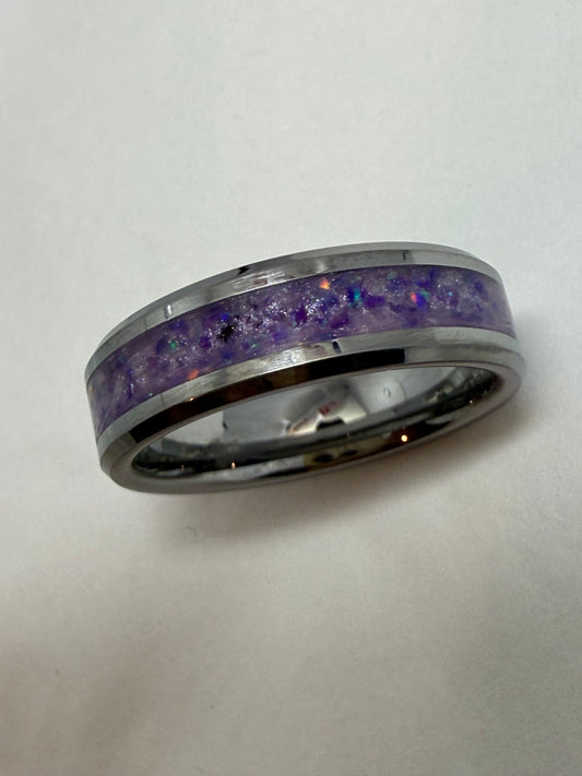 Opal Cremation Inlay Tungsten Carbide Ring 6mm Ring