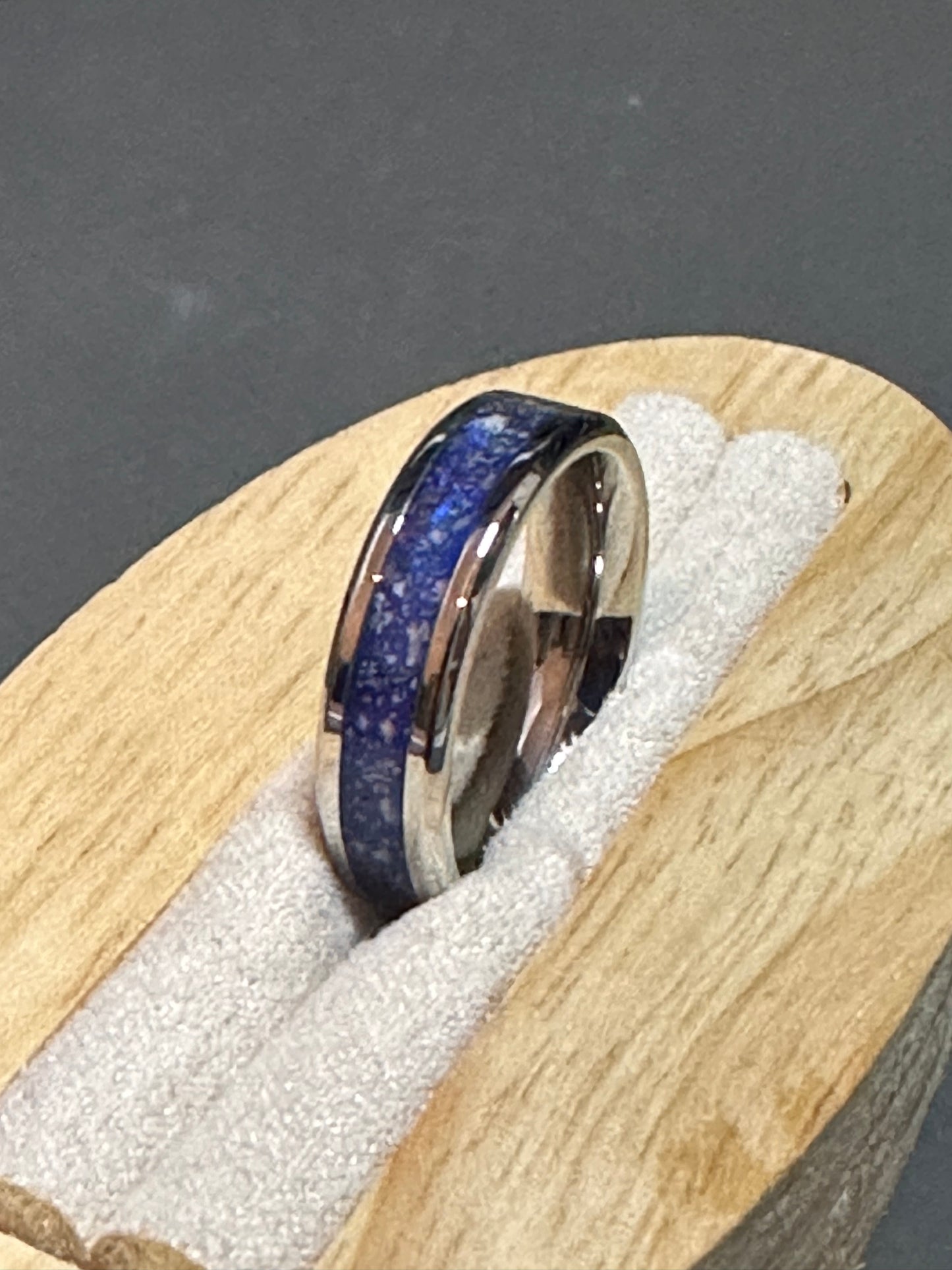 6mm Wide Cremation Inlay Titanium Ring