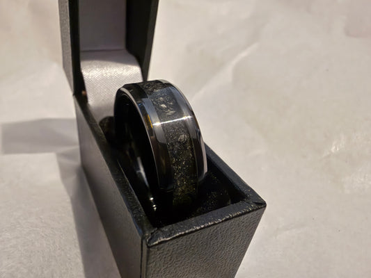 8mm wide Black Ceramic Cremation Memorial Inlay Ring