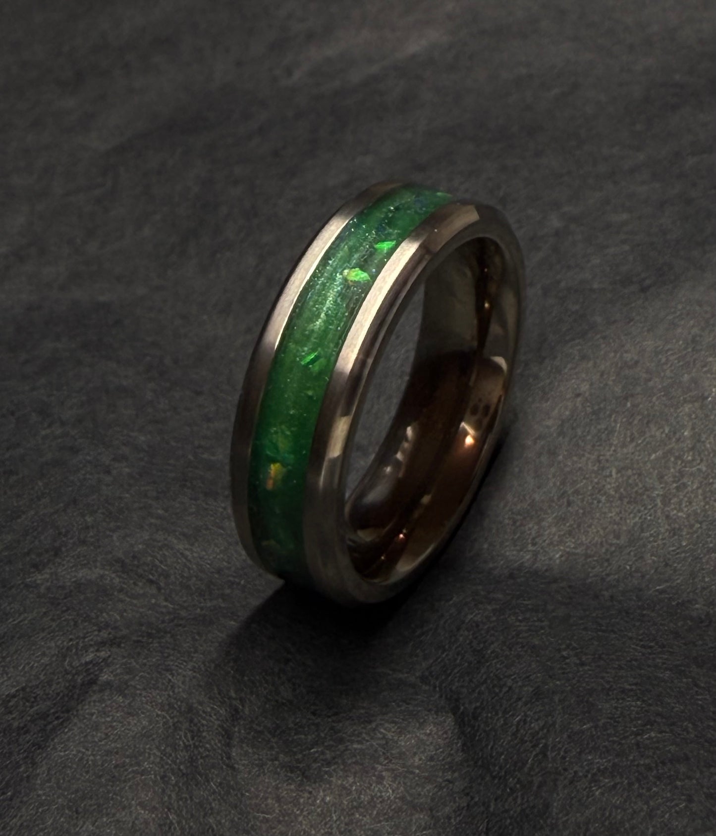 6mm Wide Cremation Inlay Titanium Ring