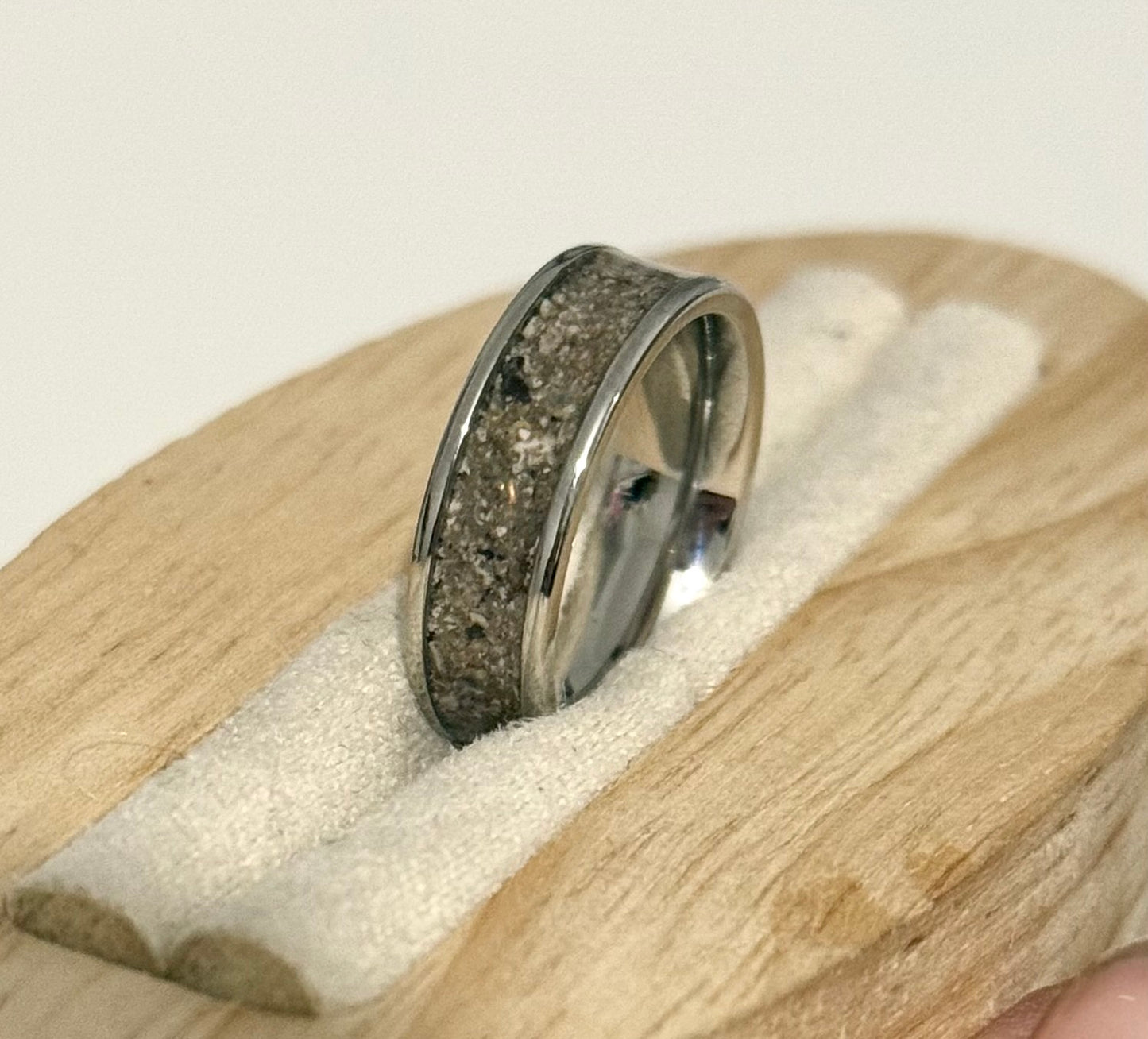 6mm Wide Cremation Inlay Stainless Steel ring