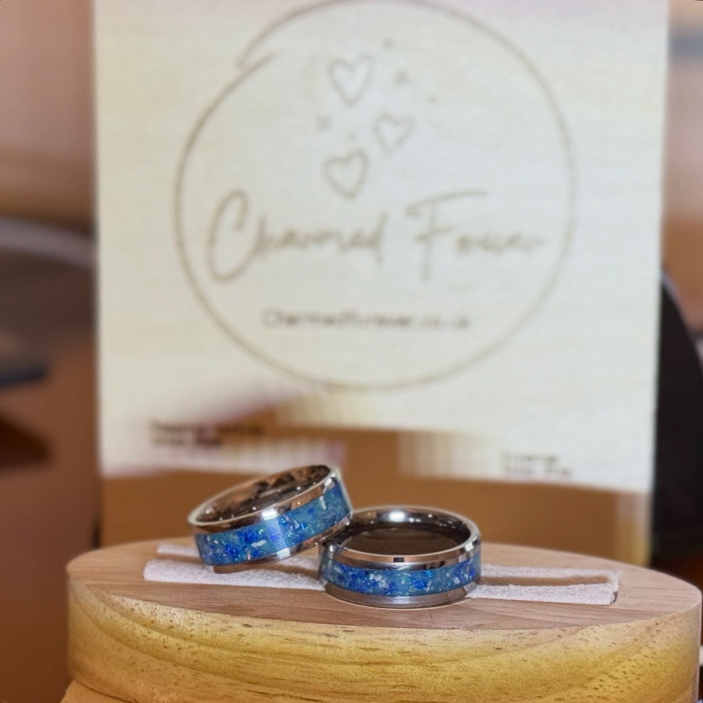 Thick Band 8mm Titanium Cremation Inlay Ring