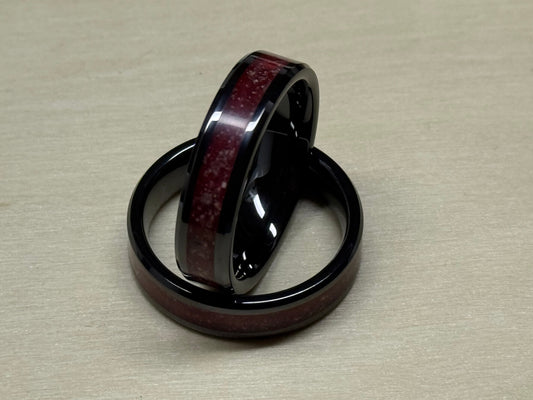 8mm wide Black Ceramic Cremation Memorial Inlay Ring