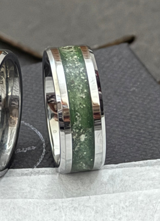 Cremation Inlay Tungsten Carbide Thick band 8mm Ring