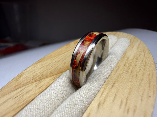 Opal Cremation Inlay Tungsten Carbide Ring 6mm Ring
