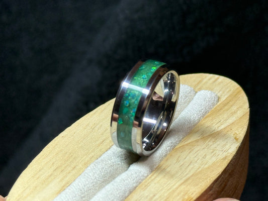 Cremation Inlay Tungsten Carbide Thick band 8mm Ring