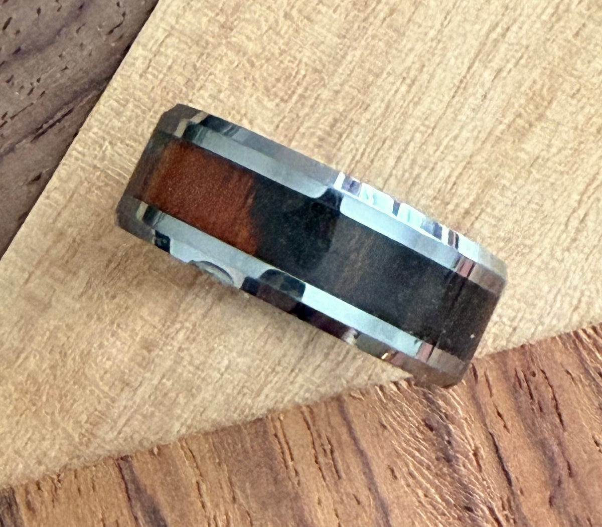 Wooden Inlay Tungsten Carbide Memorial Ring