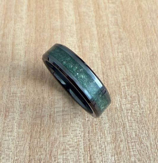 6mm wide Black Ceramic Cremation Memorial Inlay Ring
