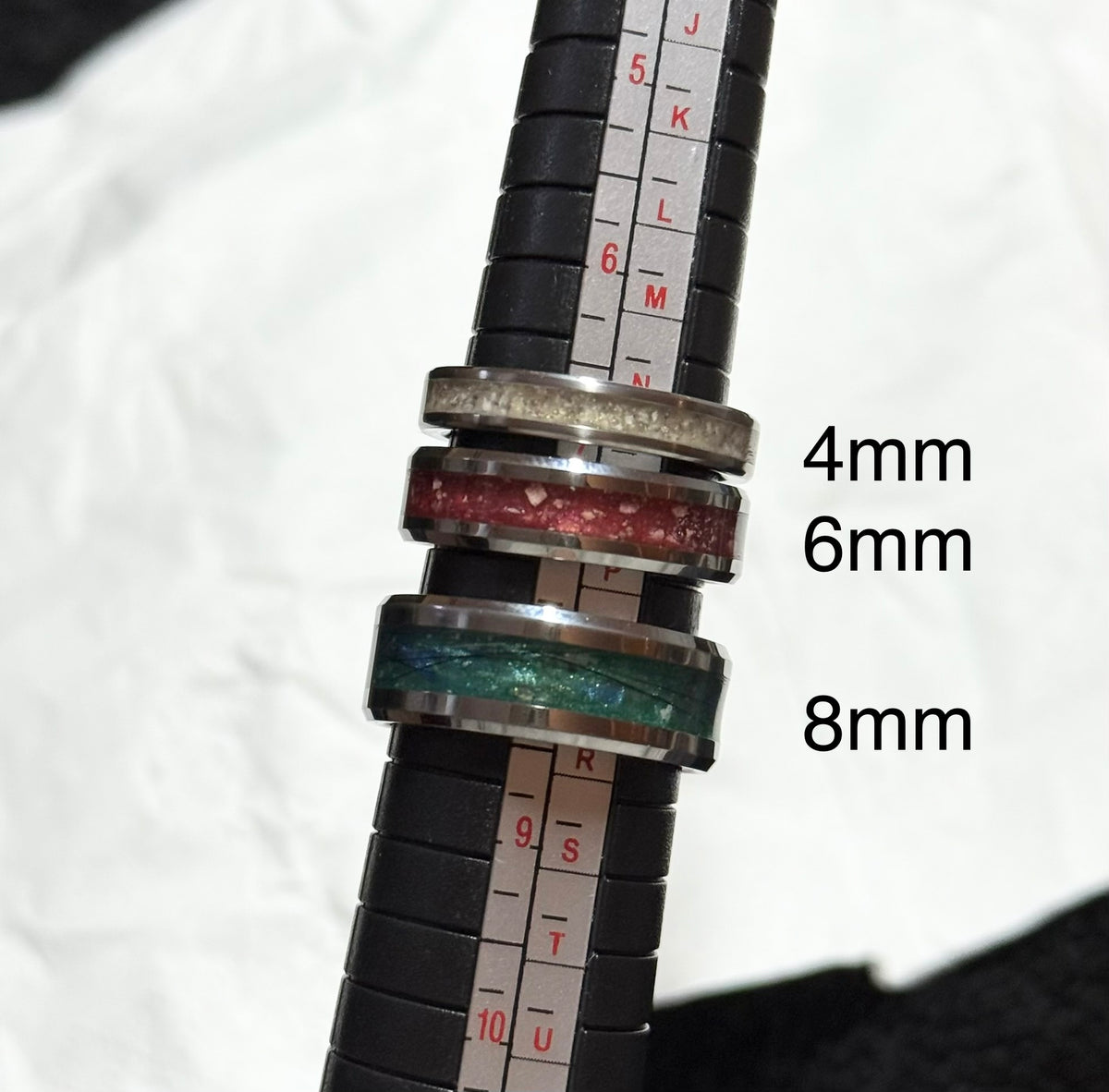 8mm wide Black Ceramic Cremation Memorial Inlay Ring