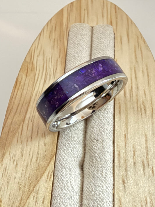 6mm Wide Cremation Inlay Titanium Ring