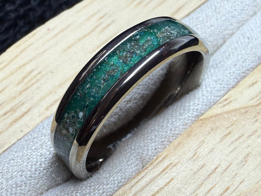 6mm Wide Cremation Inlay Titanium Ring