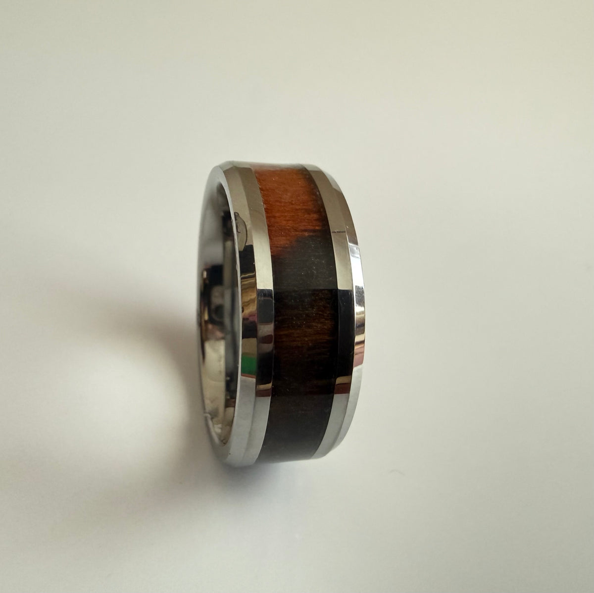 Wooden Inlay Tungsten Carbide Memorial Ring