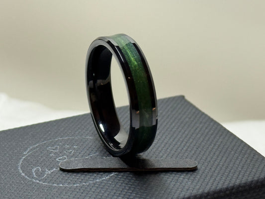 6mm wide Black Ceramic Cremation Memorial Inlay Ring