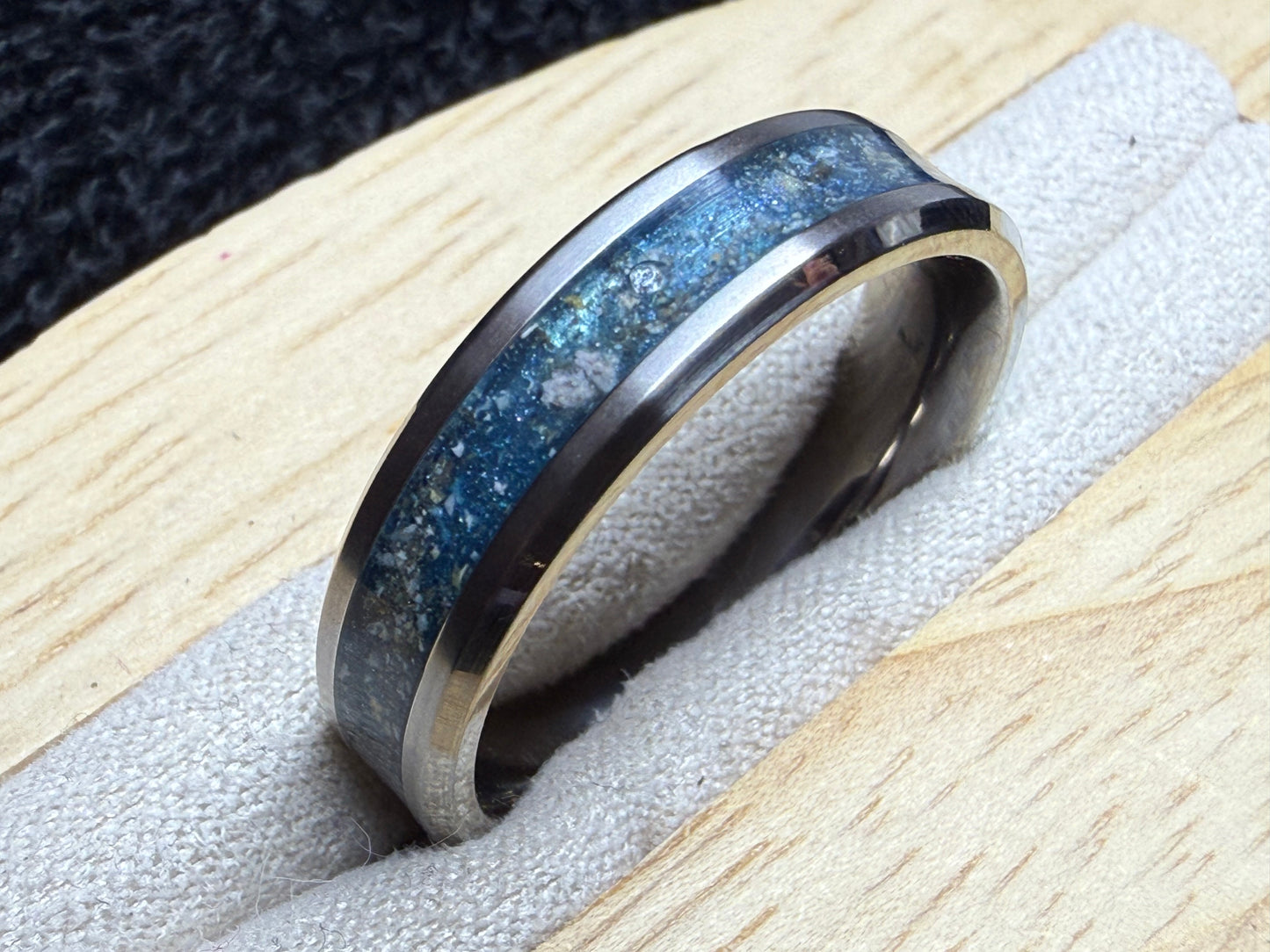 6mm Wide Cremation Inlay Titanium Ring
