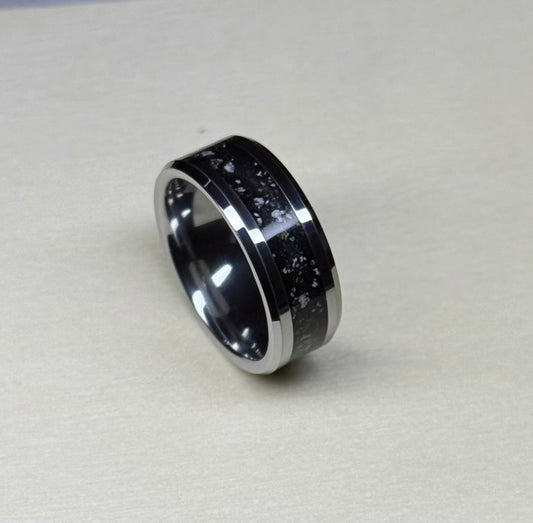 Cremation Inlay Tungsten Carbide Thick band 8mm Ring