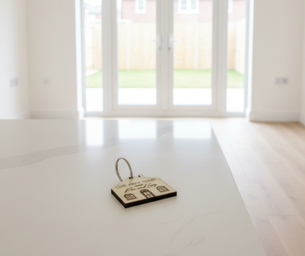 House warming personalised moving home keyrings