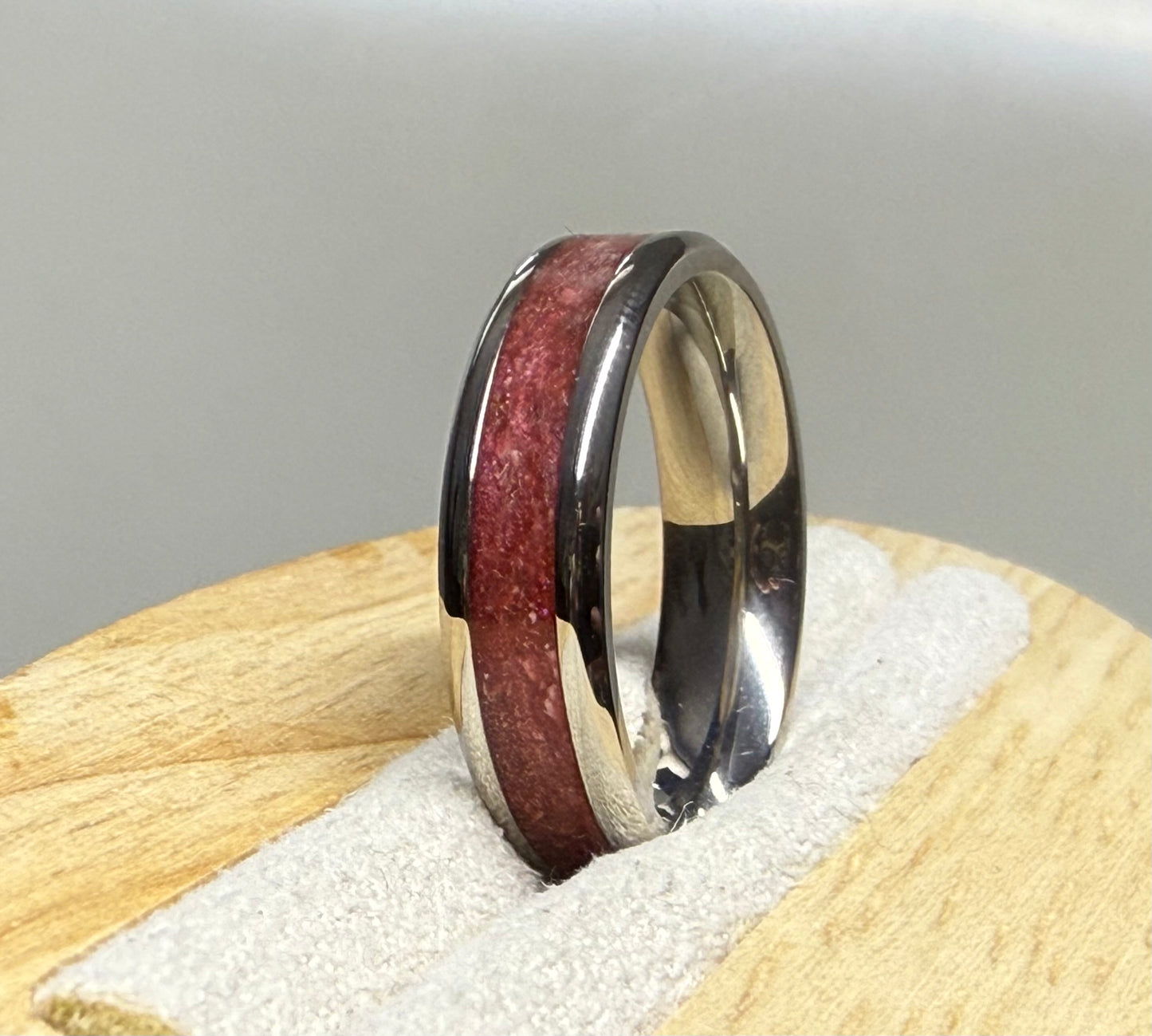 6mm Wide Cremation Inlay Titanium Ring