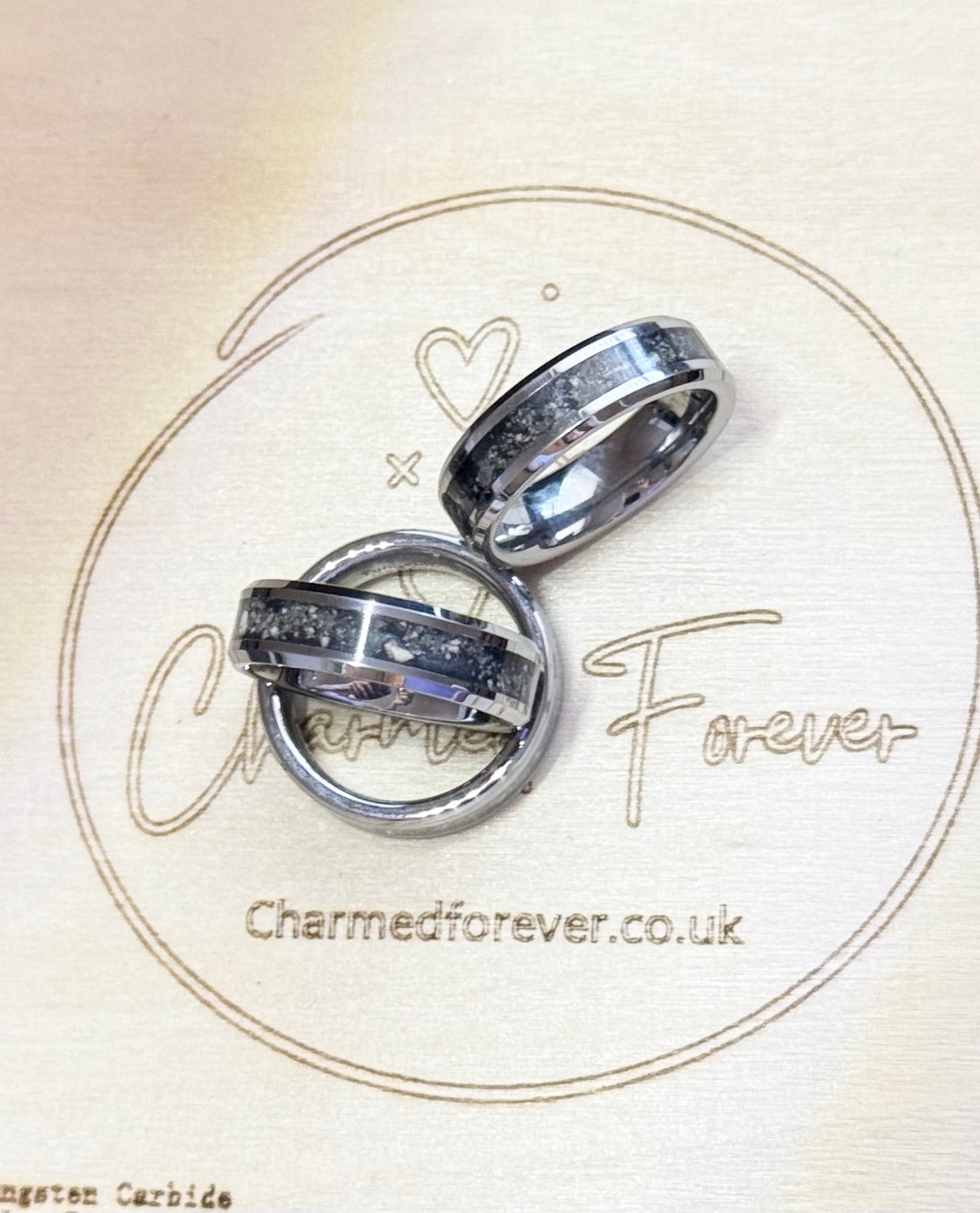 6mm wide Cremation Inlay Tungsten Carbide Ring