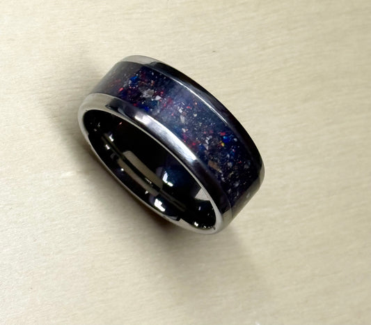 Thick Band 8mm Titanium Cremation Inlay Ring
