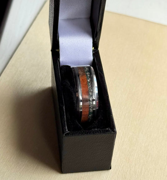 Rosewood Tungsten Carbide Memorial Ring