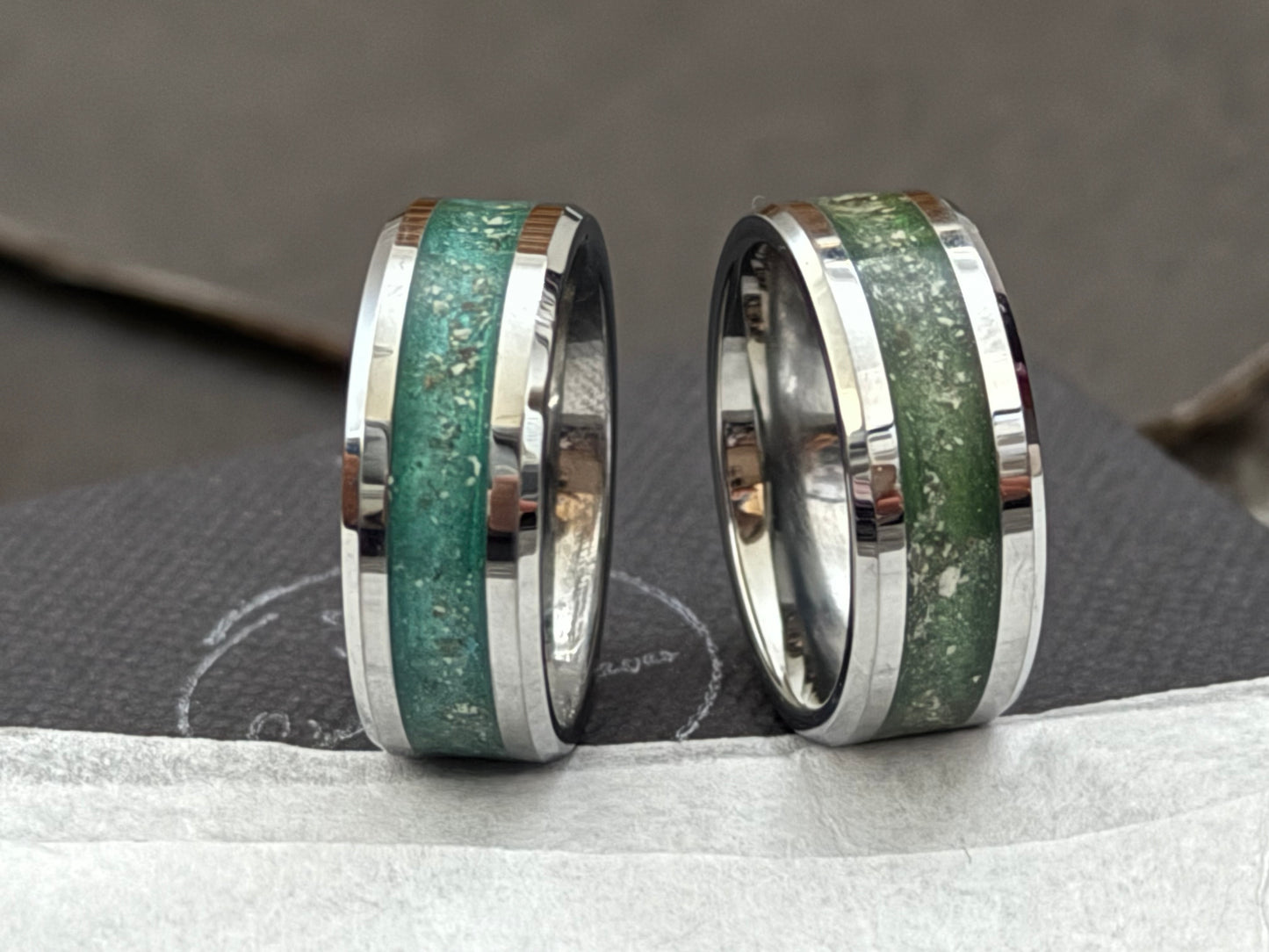 Cremation Inlay Tungsten Carbide Thick band 8mm Ring